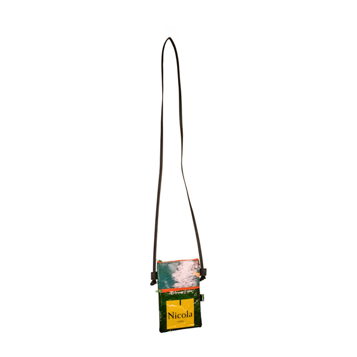 Crossbody Phone bag coffee package yellow & green