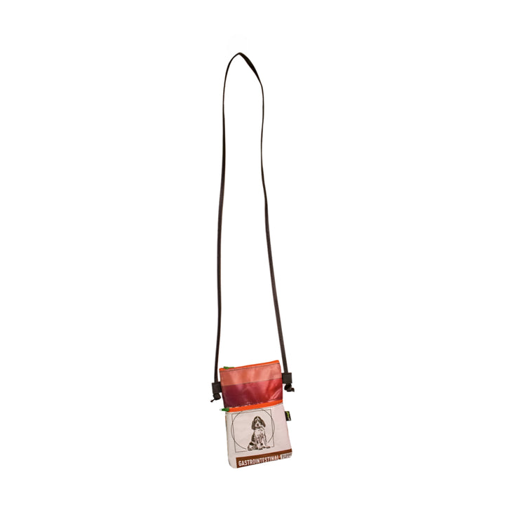 Crossbody Phone bag pet food package white & salmon