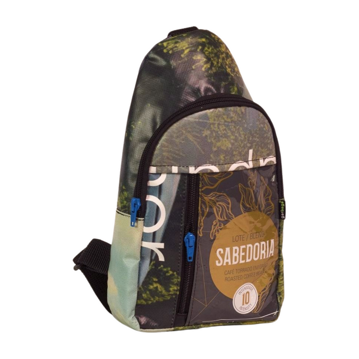 shoulder bag coffee food package grey & green