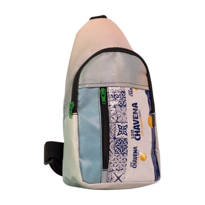 shoulder bag coffee food package blue & white tiles