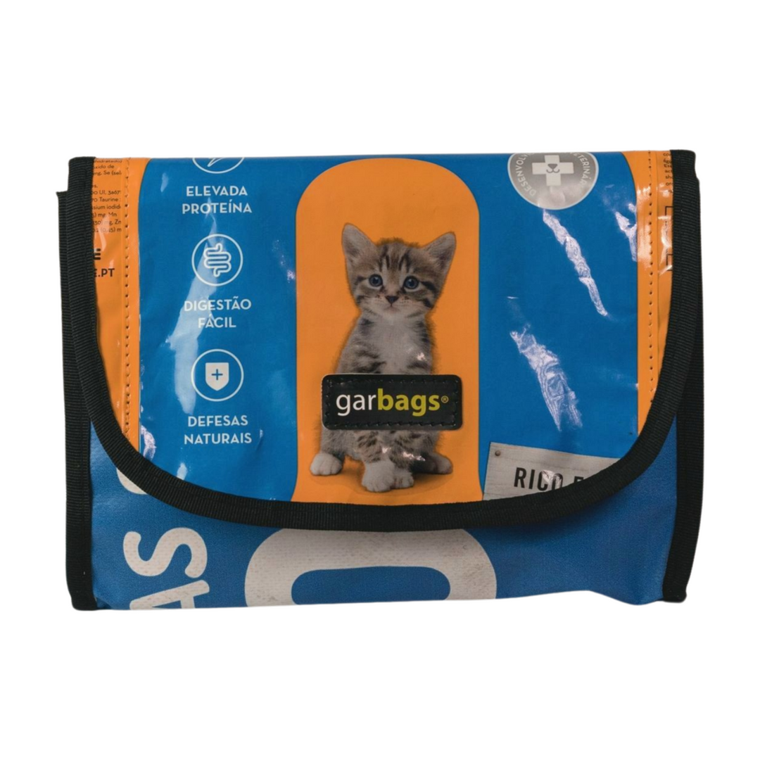 handlebar bag cat food package blue & yellow