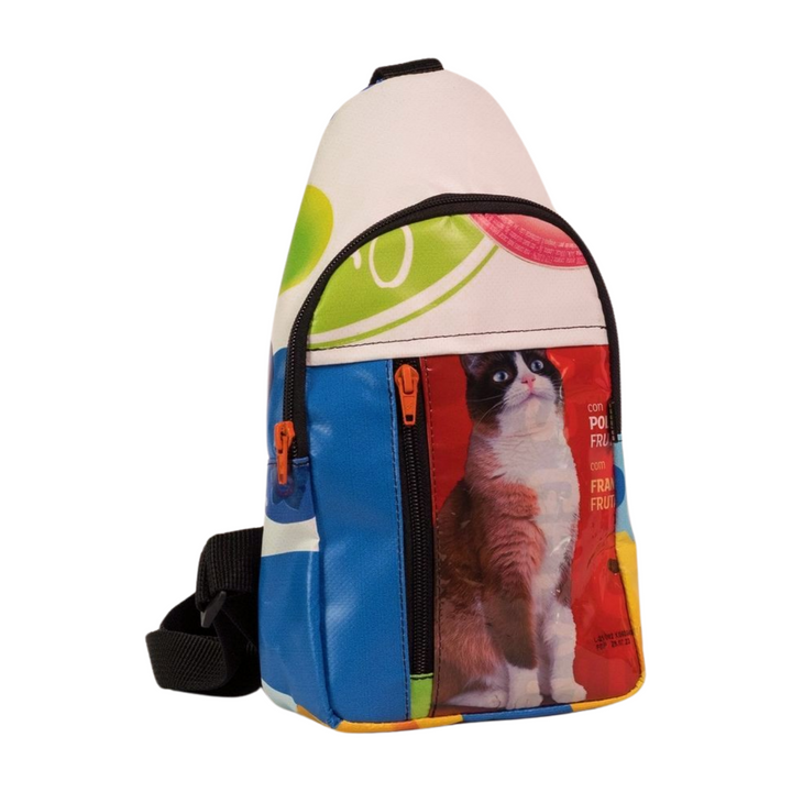 shoulder bag cat food package blue & red