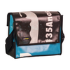 messenger bag M publicity banner blue, black & white letters