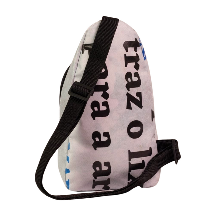shoulder bag publicity banner blue, black & white