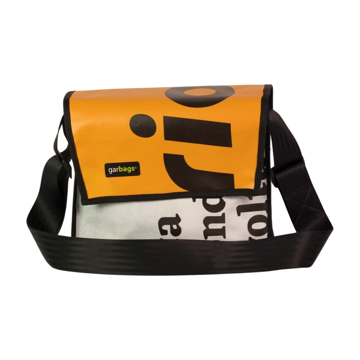 messenger bag M publicity banner yellow, white & black