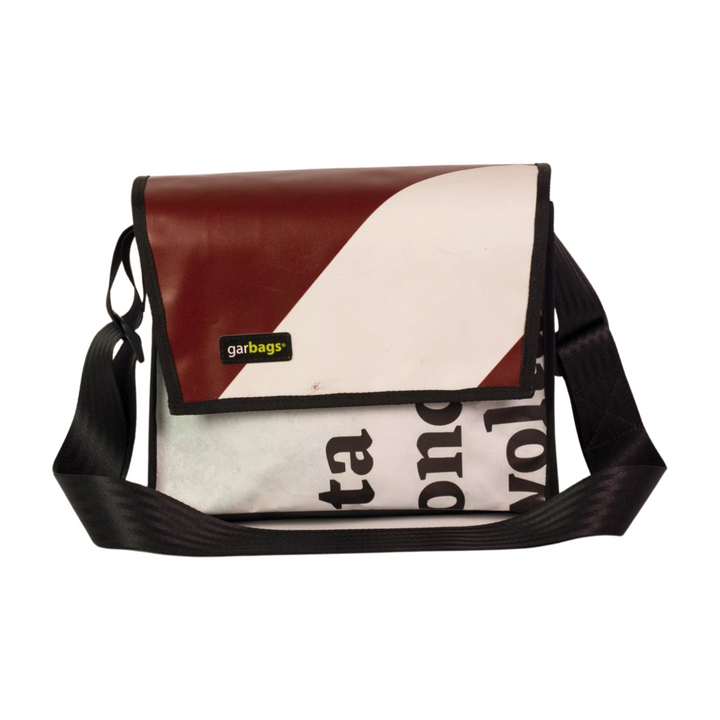 messenger bag M publicity banner red, black & white