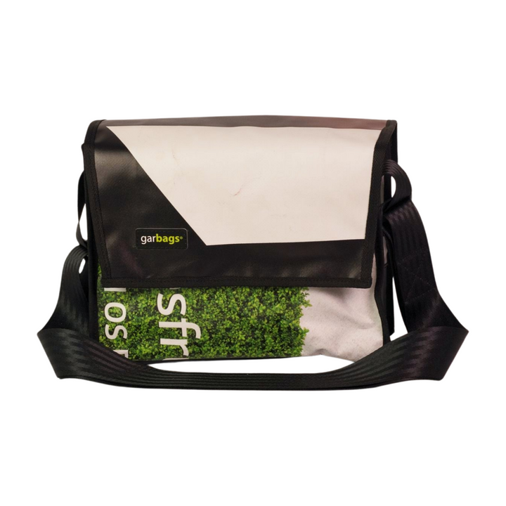 messenger bag M publicity banner black, white & green