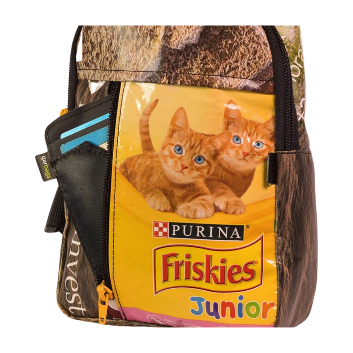 shoulder bag cat food package orange & brown