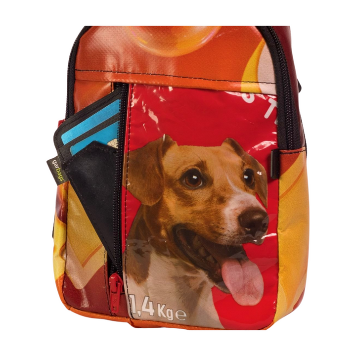 shoulder bag dog food package orange & red