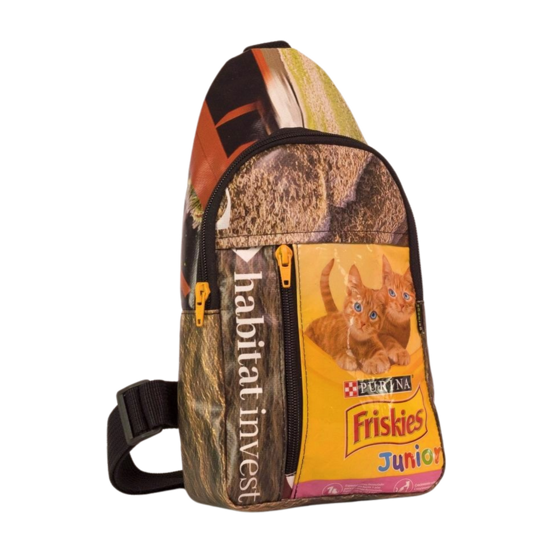 shoulder bag cat food package orange & brown