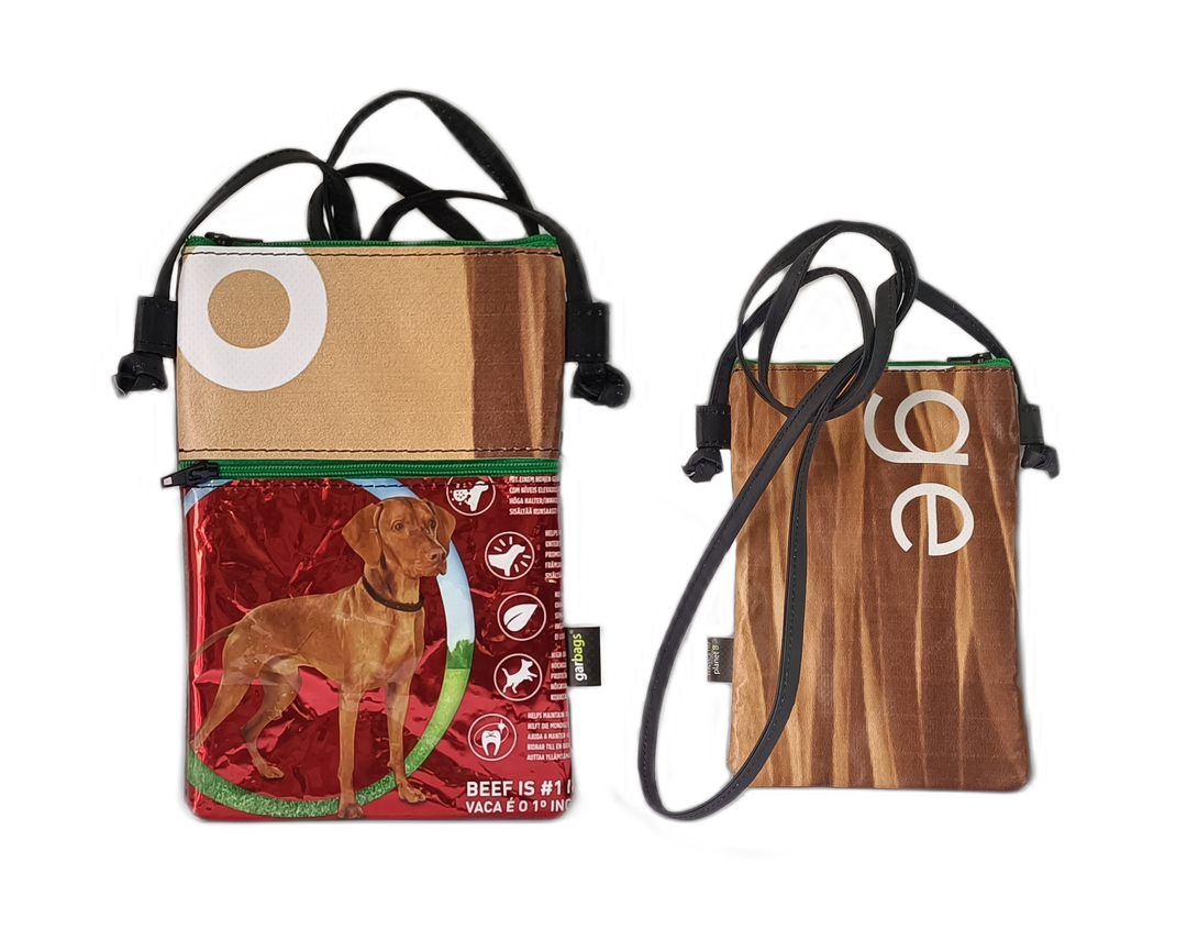 Crossbody Phone bag pet food package brown dog