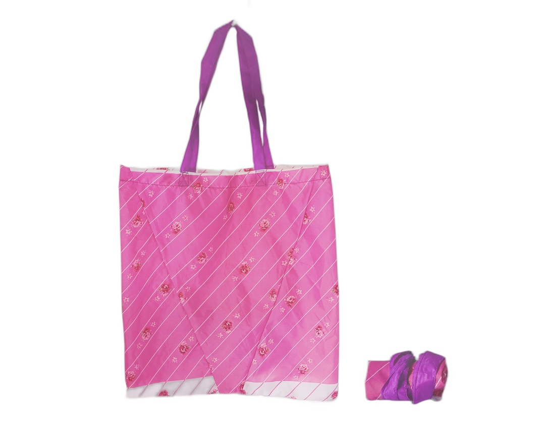 shopping bag umbrella pink and white stripes