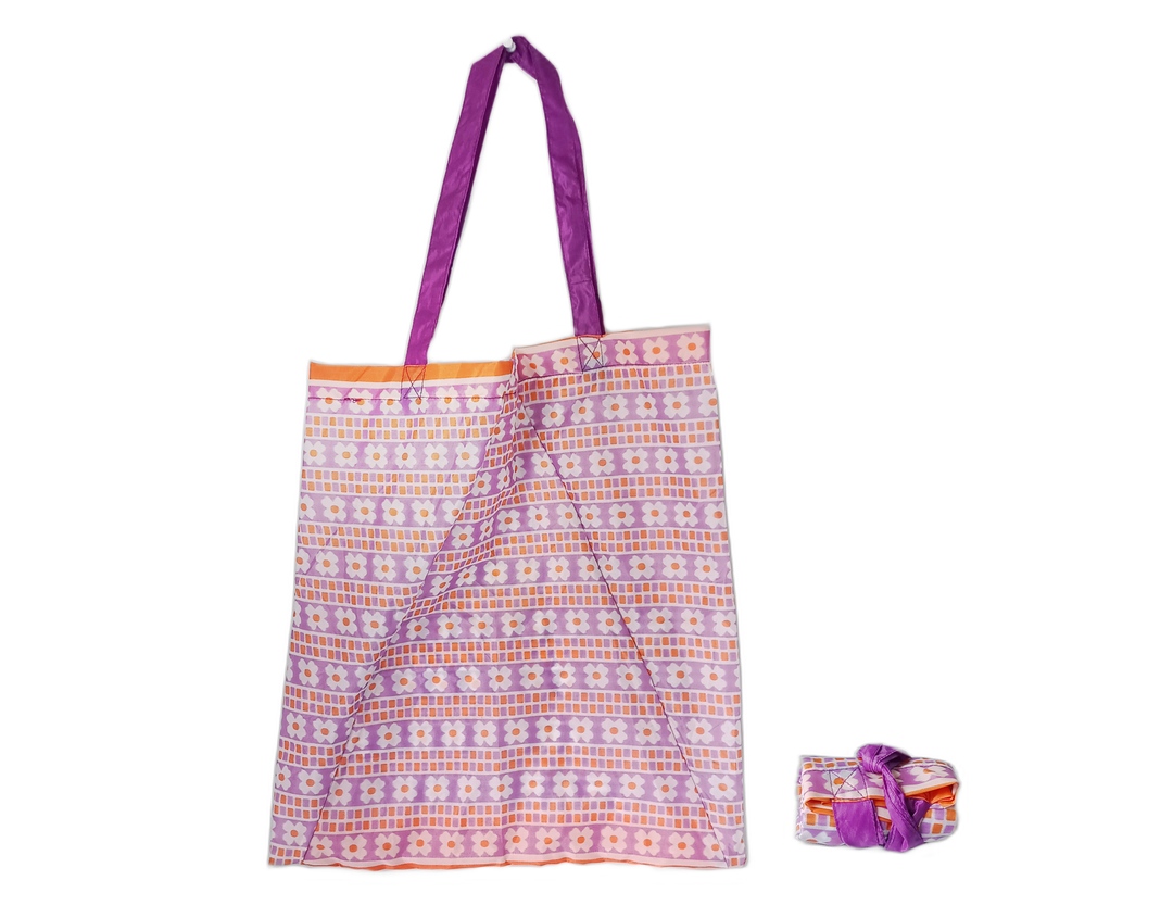 shopping bag umbrella purple flowers and orange