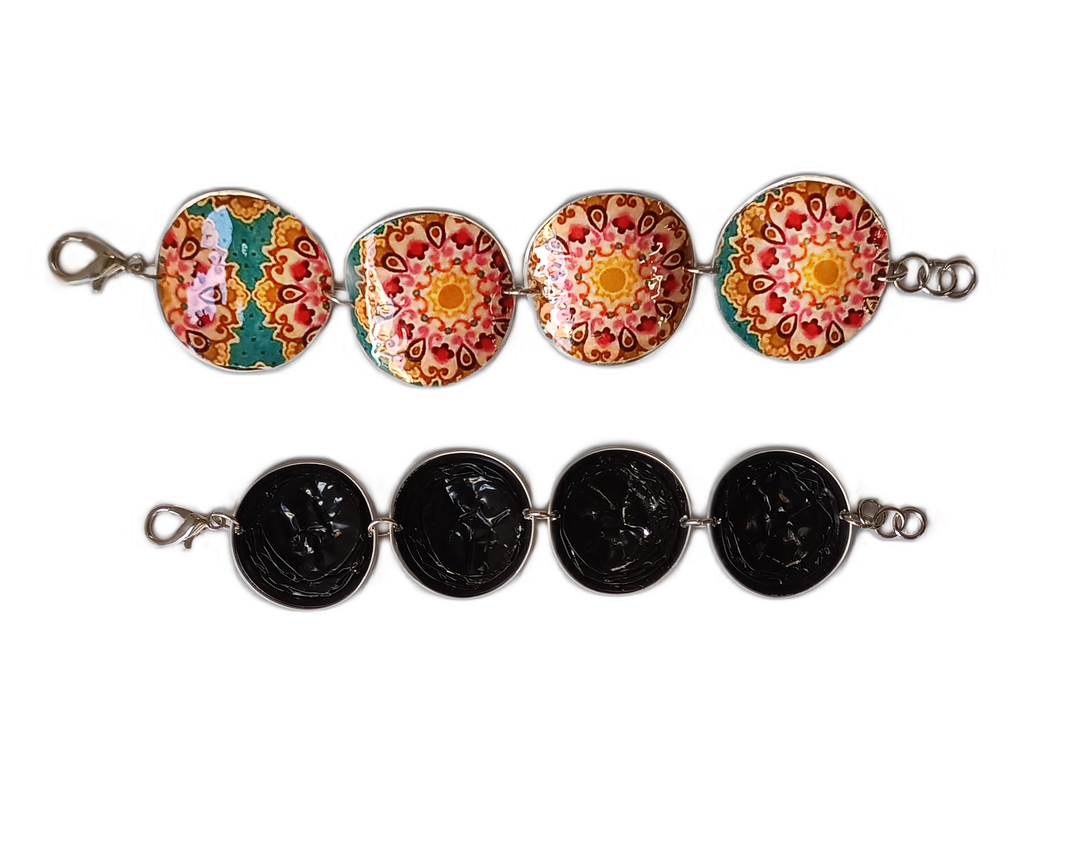 princess necklace coffee capsules mandala pink, orange and green