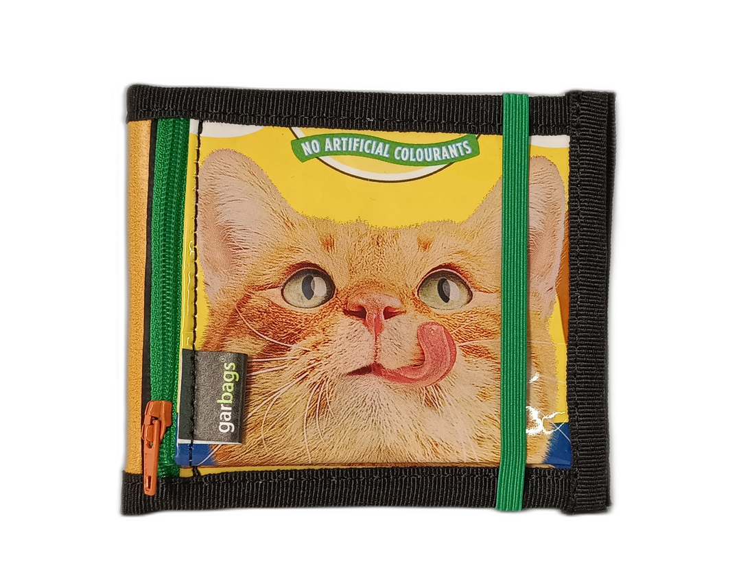 document holder cat food package yellow