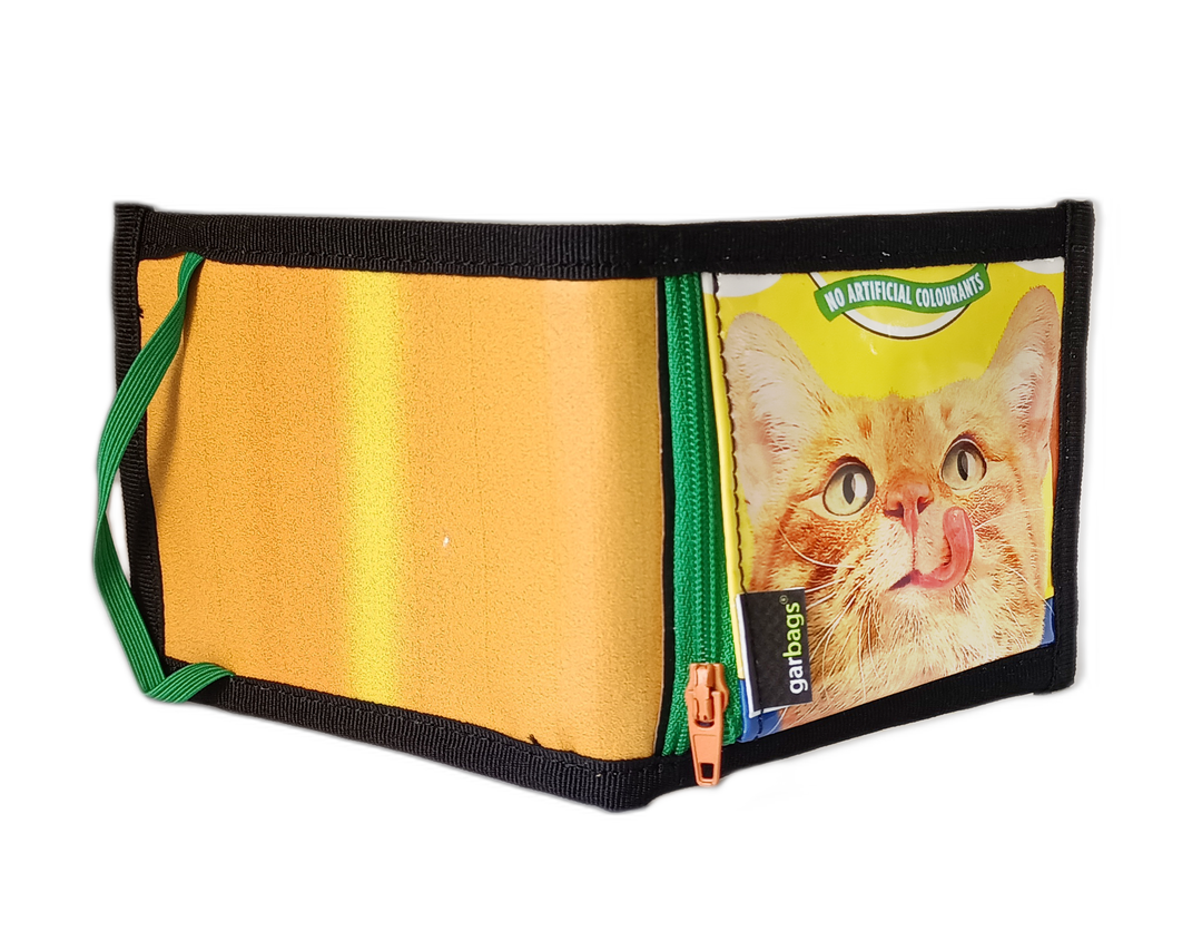 document holder cat food package yellow