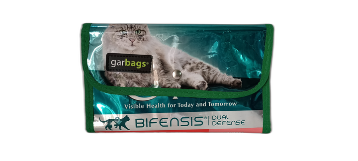 document holder pet food package blue & grey cat