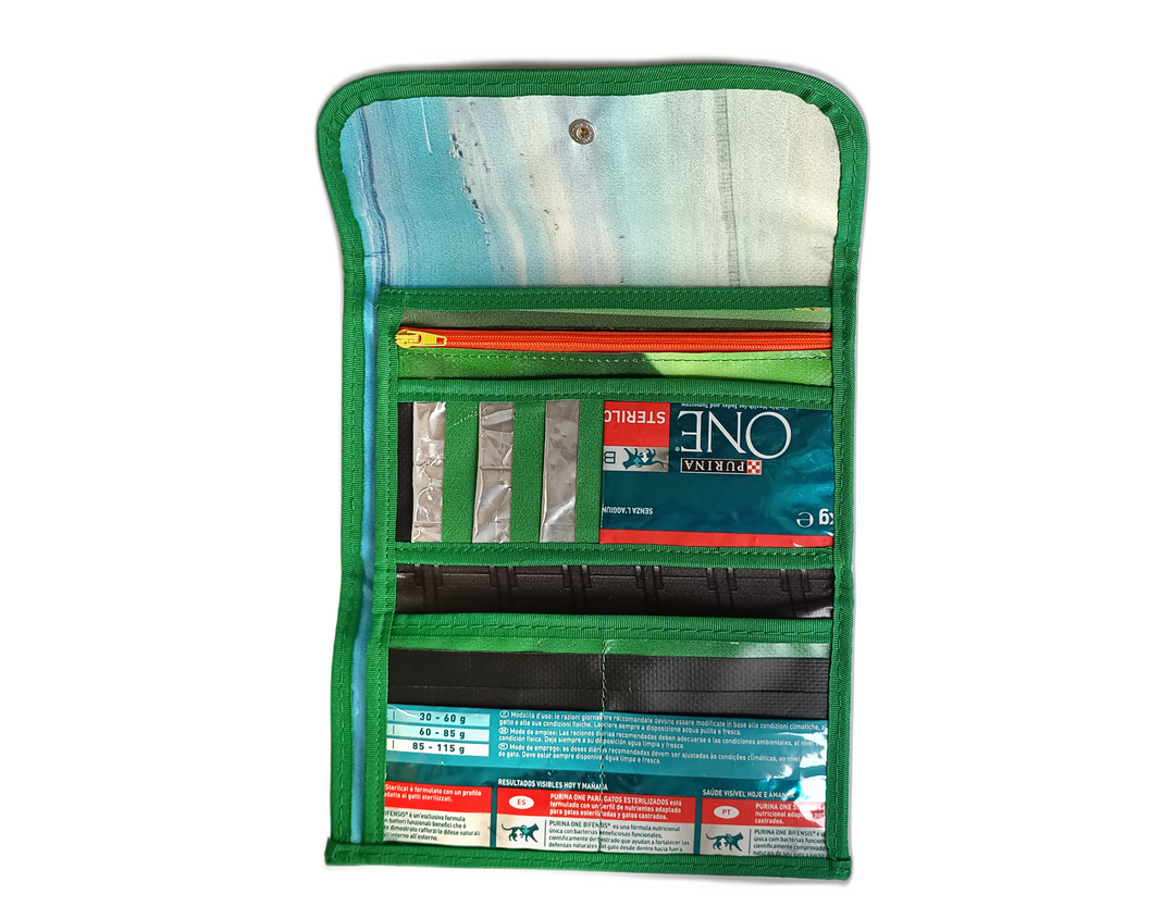 document holder pet food package blue & grey cat