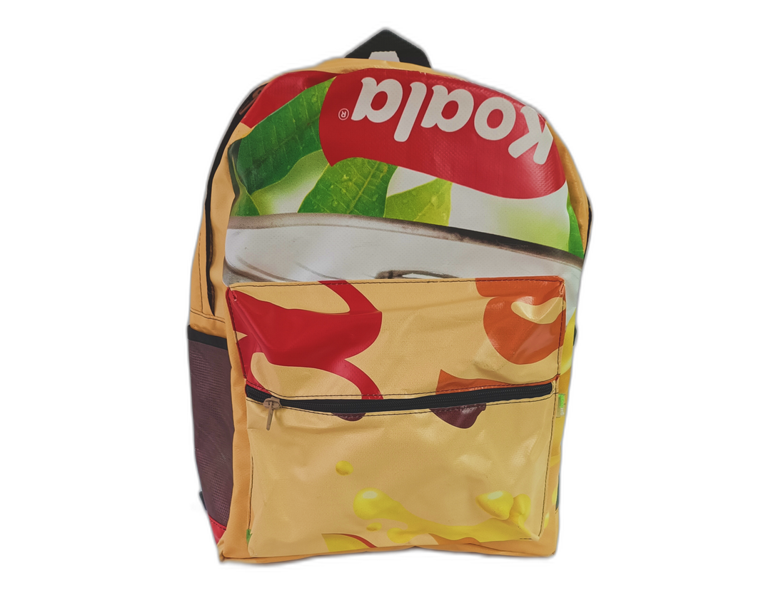 Classic Backpack publicity banner yellow and red