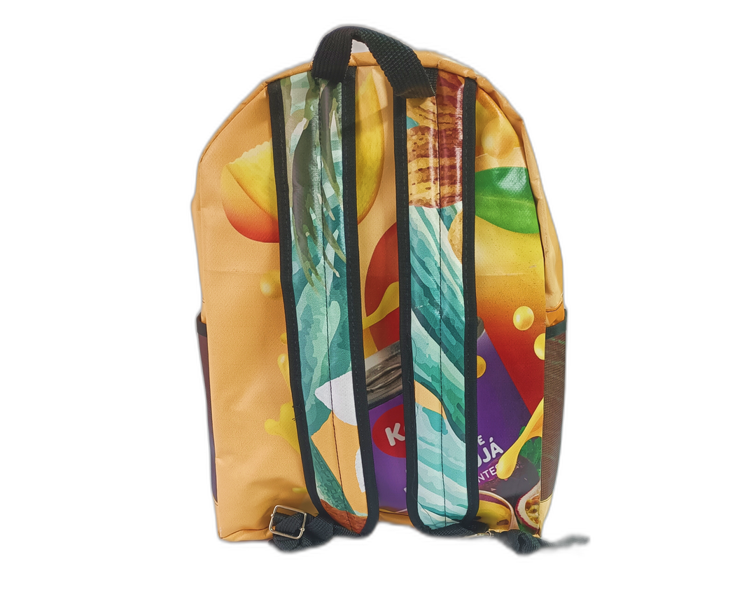 Classic Backpack publicity banner yellow and red