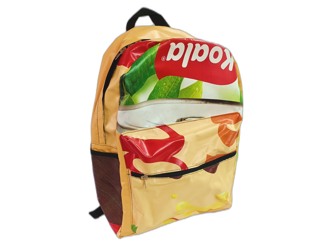 Classic Backpack publicity banner yellow and red