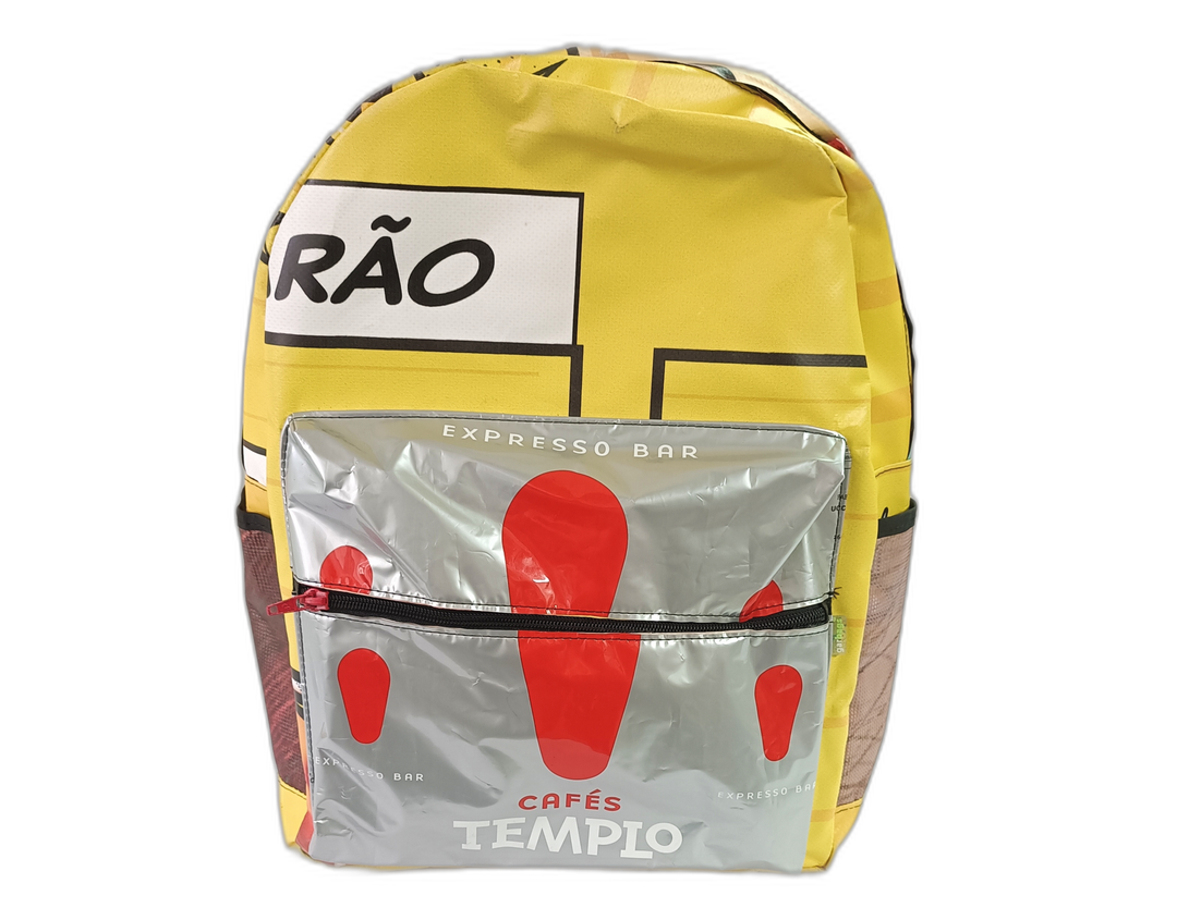 Classic Backpack coffee package silver and red & yellow comic book