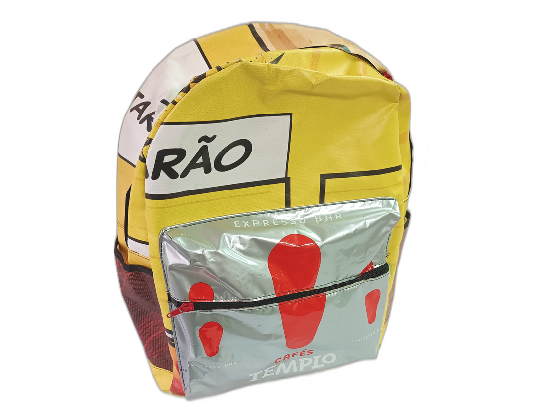 Classic Backpack coffee package silver and red & yellow comic book