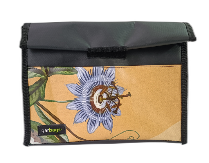 Lunch Bag coffee package yellow & lilac flower