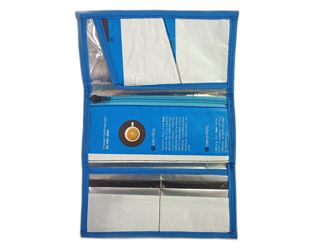 Document Holder coffee package blue & black and white