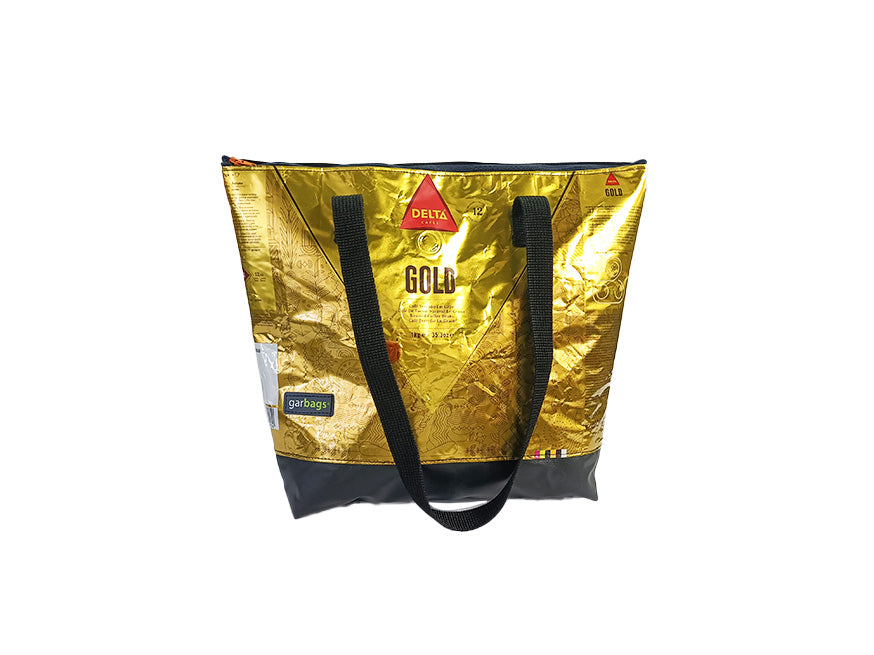 Shopping Bag With Clutch coffee package gold and brown