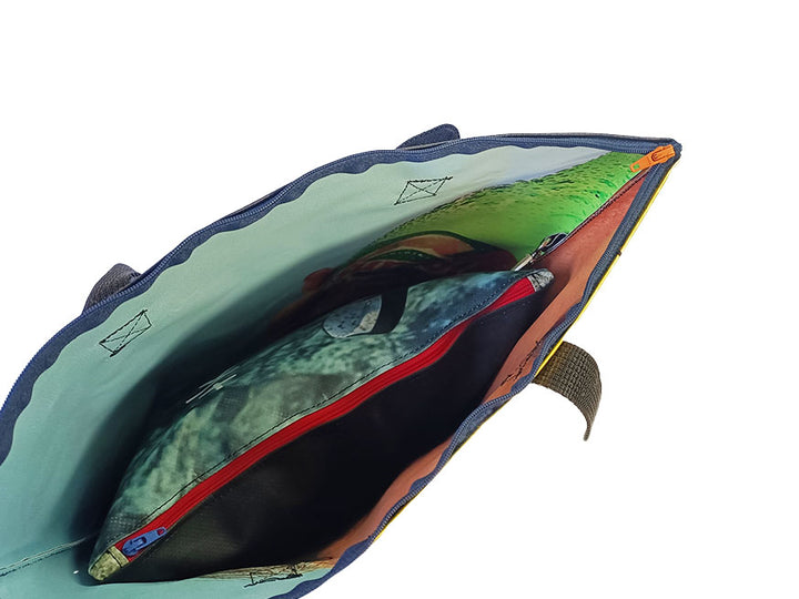 Shopping Bag With Clutch coffee package gold and brown