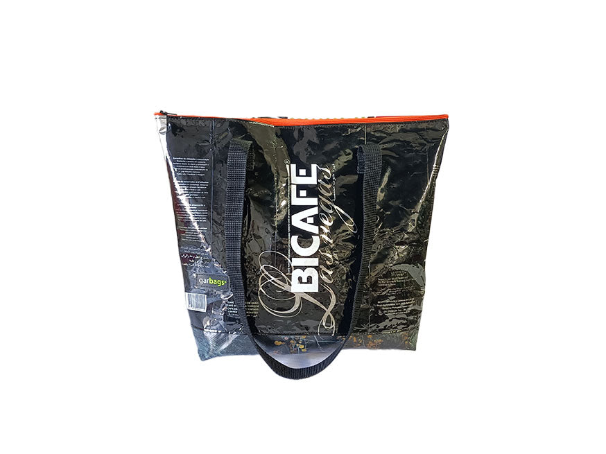 Shopping Bag With Clutch coffee package black and silver