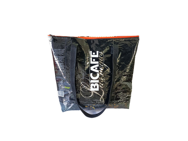 Shopping Bag With Clutch coffee package black and silver