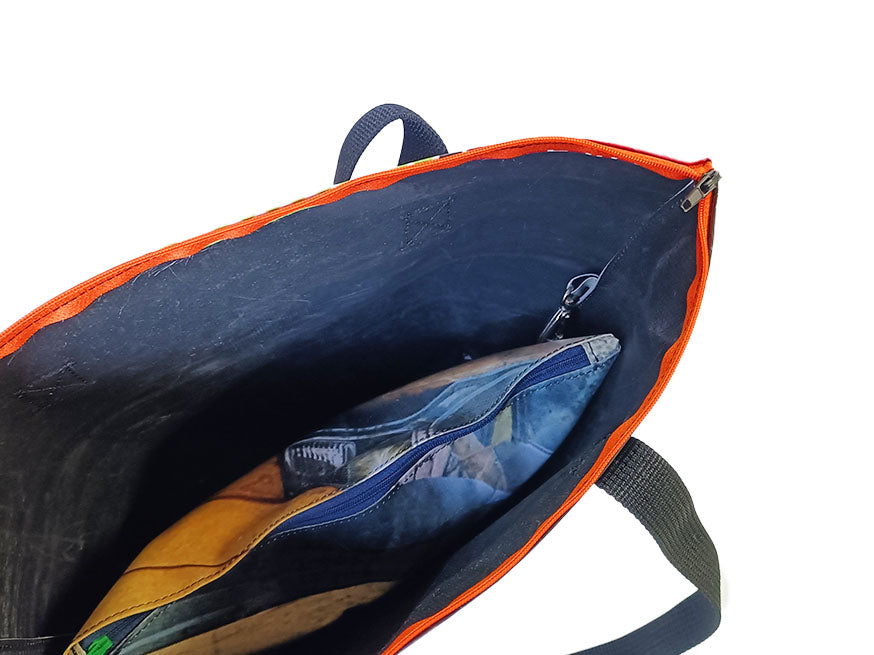 Shopping Bag With Clutch coffee package black and silver