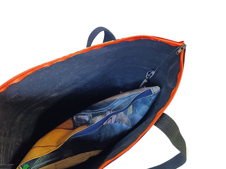 Shopping Bag With Clutch coffee package black and silver