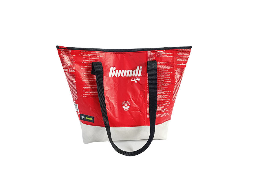 Shopping Bag With Clutch coffee package red and white