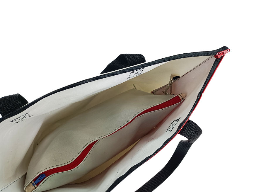 Shopping Bag With Clutch coffee package red and white