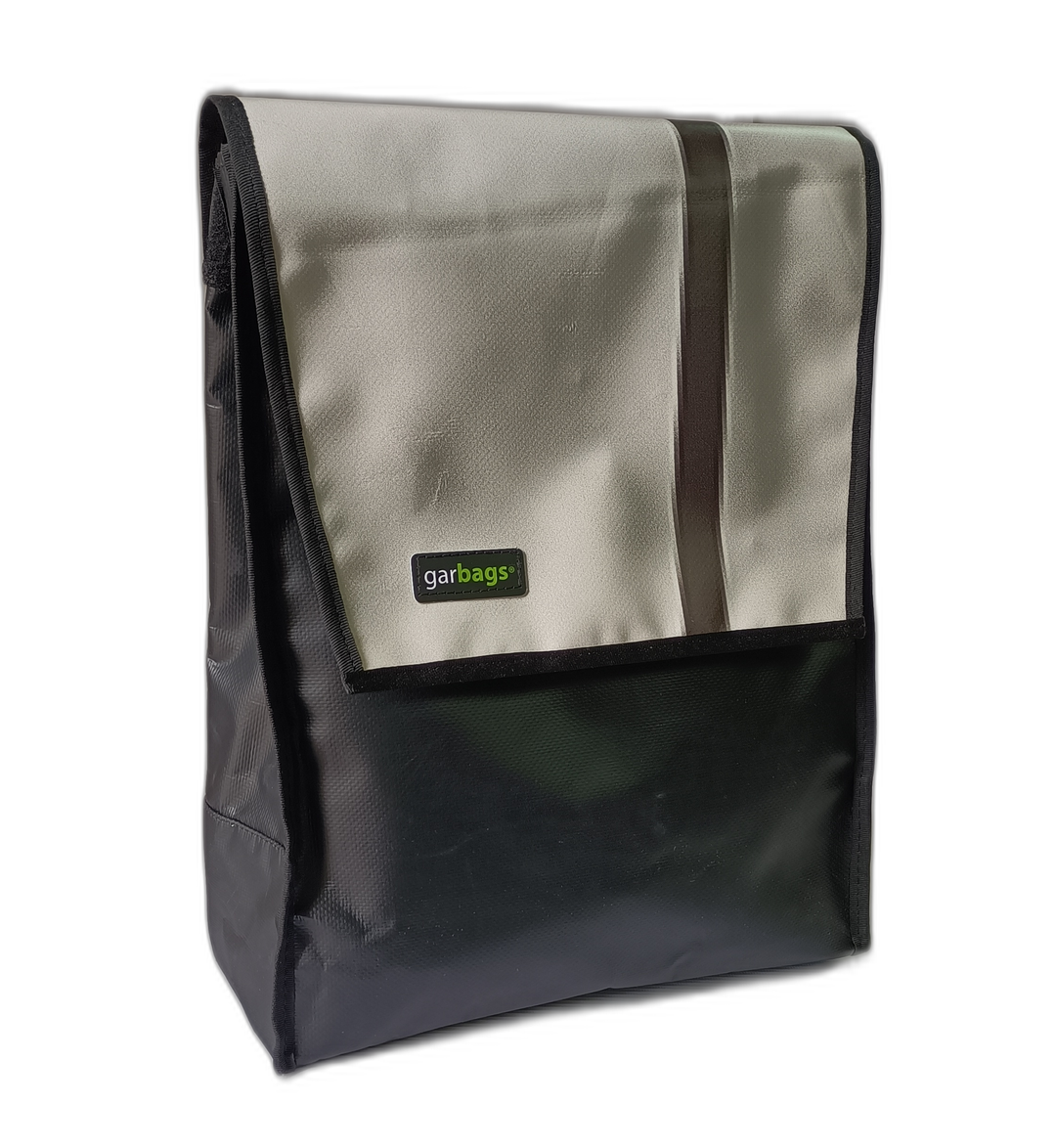 backpack publicity banner black and white