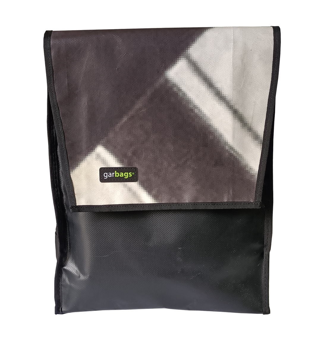 backpack publicity banner black and white