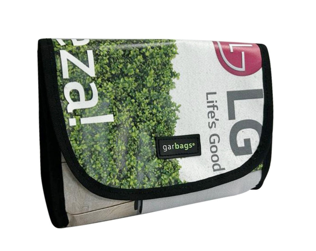 handlebar bag publicity banner grey & green leaves