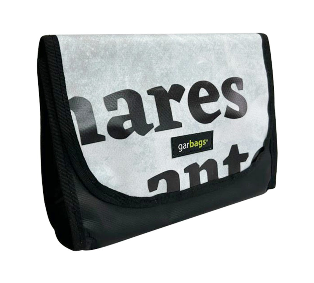 handlebar bag publicity banner grey & black letters