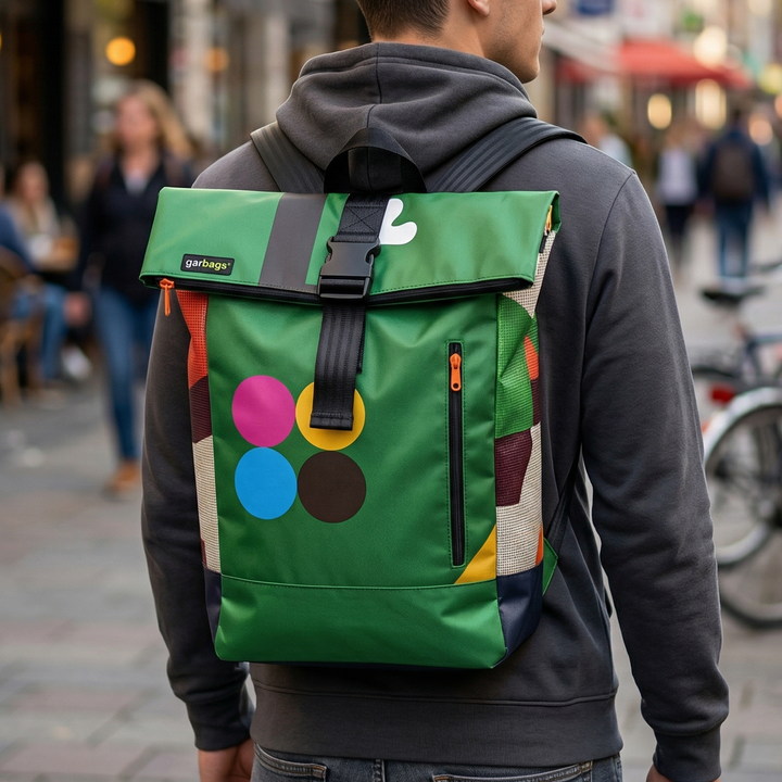 backpack urban publicity banner red & dark brown