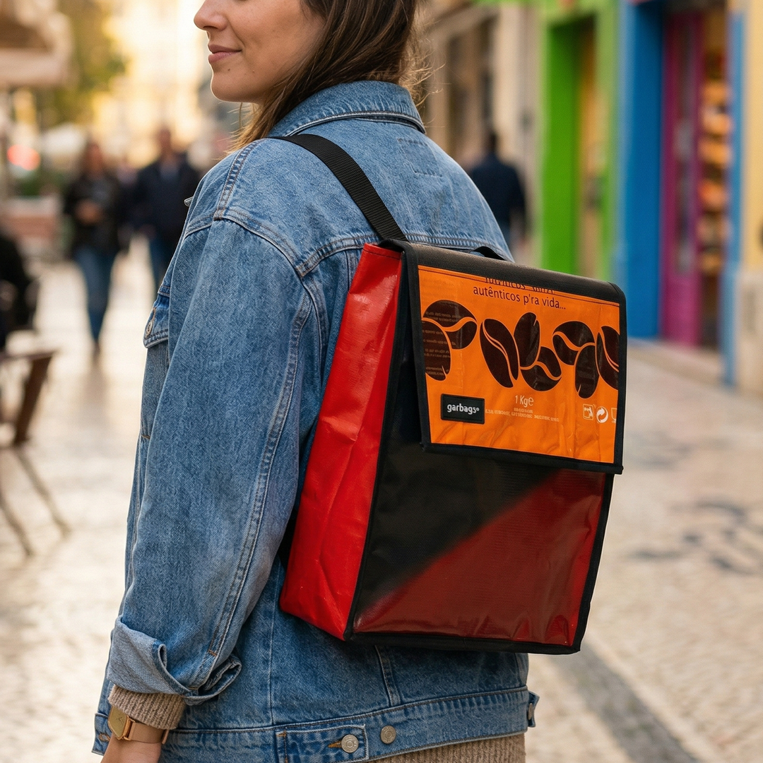 backpack XS coffee package black and silver patchwork