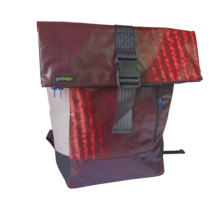 backpack urban publicity banner red and white