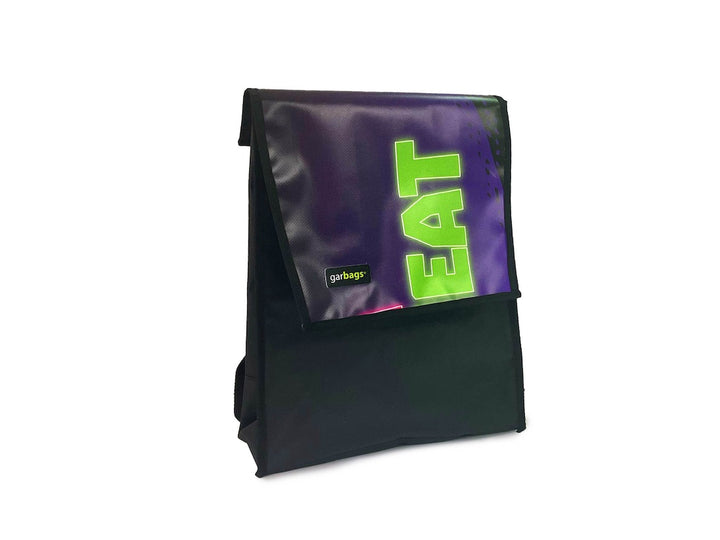 backpack publicity banner green & deep purple