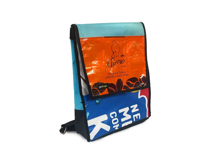 backpack publicity banner & orange coffee package