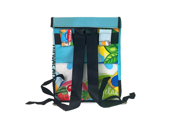 backpack publicity banner & orange coffee package