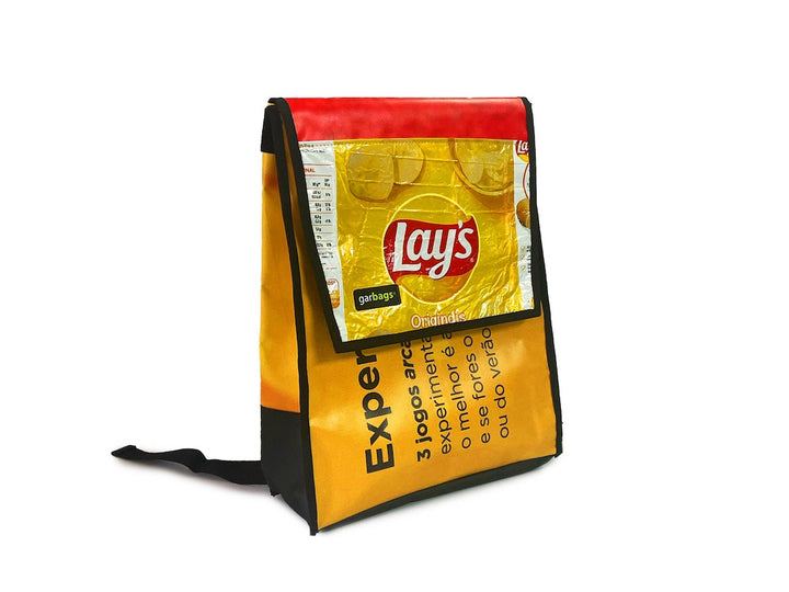 backpack publicity banner & chips package yellow blue