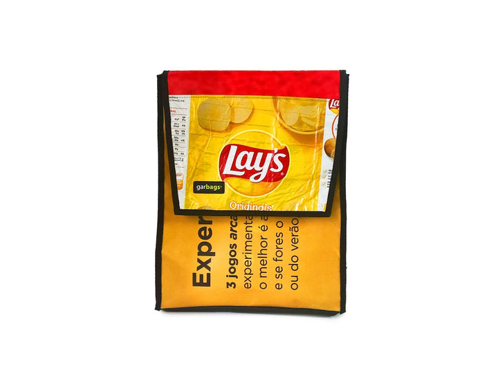 backpack publicity banner & chips package yellow blue
