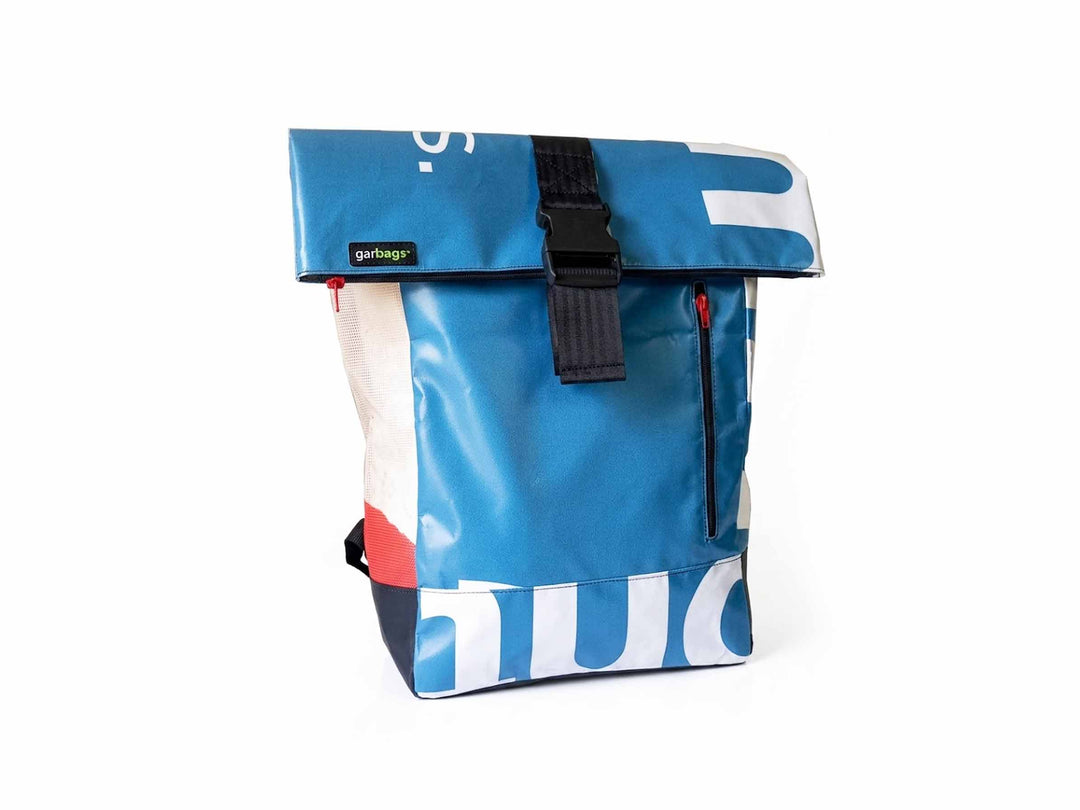 backpack urban publicity banner blue & white